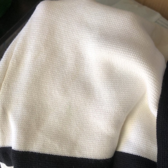 Talbots Classic White Sweater with Black Trim | Nautical Style | 3/4 Sleeve - Picture 8 of 8